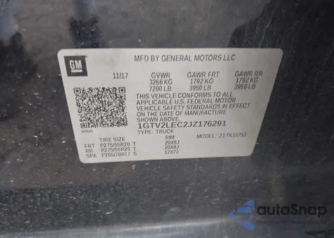 2018 GMC Sierra 1500 from USA, damaged, VIN 1GTV2LEC2JZ176291